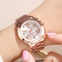 relógios de luxo de alta qualidade feminino ouro rosa ouro feminino aço inoxidável pulseira calendário relógios de quartzo feminino pulso luxo